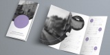 White Vector Three-Fold Brochure Design With Purple Circles And